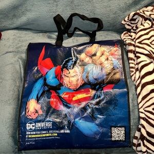 ENVI reusable large Superman Tote Bag DC universe 17” x 19” x 7” damaged